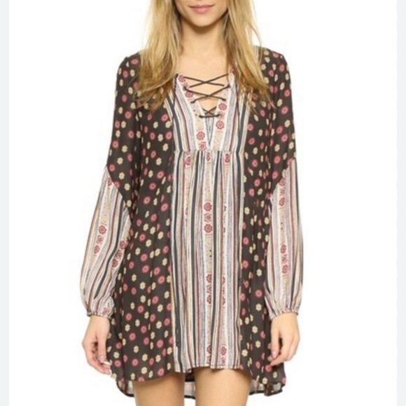 Free People Rain or Shine Pebble Print Tunic Mini Dress – Size Small - Picture 2 of 8